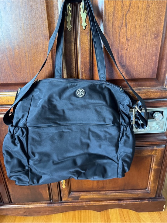 Tory Burch Other - Tory Burch Black Nylon Duffel Bag with Logo Emblem Diaper Bag